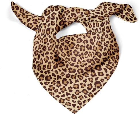 الفهد طباعة الحرير وشاح باندانا براون ليوبارد طباعة المرأة الأزياء ساحة الحرير التفاف الشعر in Kuwait