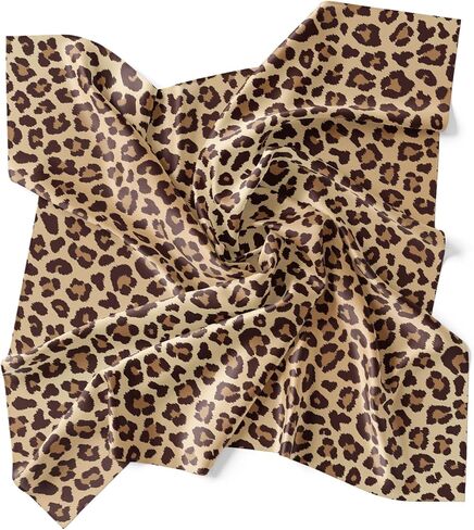 الفهد طباعة الحرير وشاح باندانا براون ليوبارد طباعة المرأة الأزياء ساحة الحرير التفاف الشعر in Kuwait