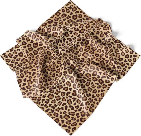 الفهد طباعة الحرير وشاح باندانا براون ليوبارد طباعة المرأة الأزياء ساحة الحرير التفاف الشعر in Kuwait