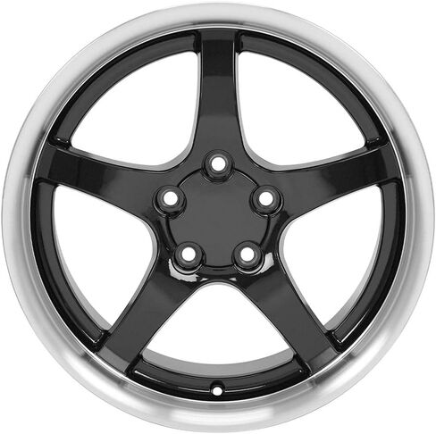 OE Wheels CV05 17 Inch Rims Fit Corvette C5 Style 5x120.65 17x9.5 / 18x10.5 Gloss Black Machined Lip (Set of 4) in Saudi Arabia