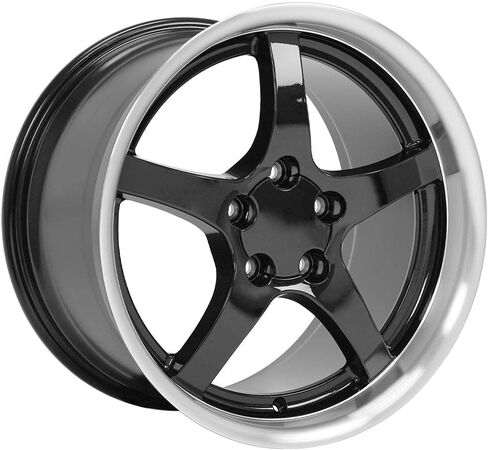 OE Wheels CV05 17 Inch Rims Fit Corvette C5 Style 5x120.65 17x9.5 / 18x10.5 Gloss Black Machined Lip (Set of 4) in Saudi Arabia