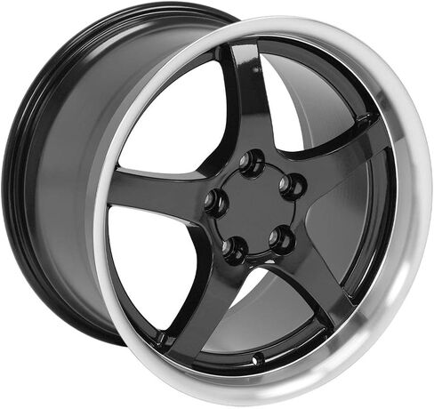 OE Wheels CV05 17 Inch Rims Fit Corvette C5 Style 5x120.65 17x9.5 / 18x10.5 Gloss Black Machined Lip (Set of 4) in Saudi Arabia