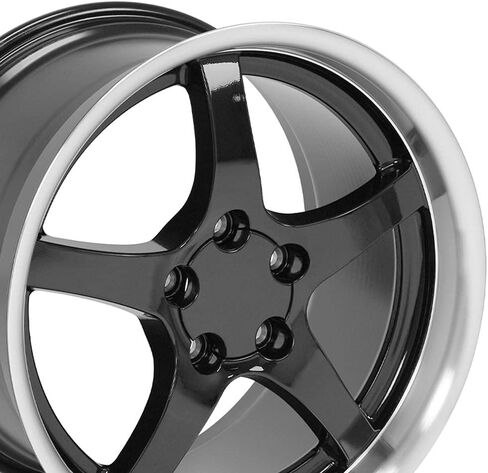 OE Wheels CV05 17 Inch Rims Fit Corvette C5 Style 5x120.65 17x9.5 / 18x10.5 Gloss Black Machined Lip (Set of 4) in Saudi Arabia