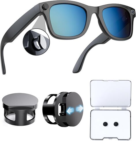 2PCS LED Light Cover for Ray-Ban Meta Glasses, Light Blocker Covers Compatible with RayBan Meta Wayfarer, Skyler, Oakley, Headliner Accessories, Blackout LED Blocking Cover for Meta Glasses in Kuwait