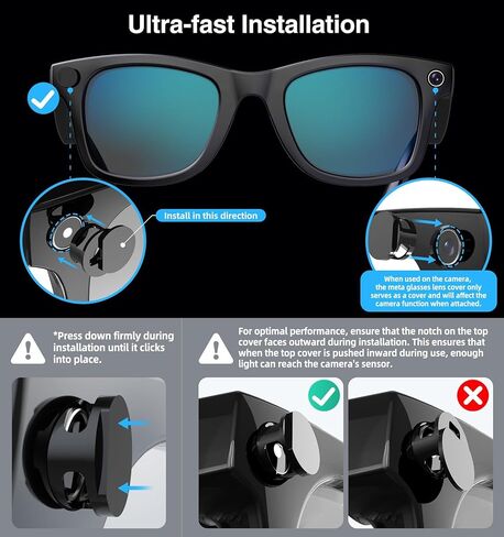 2PCS LED Light Cover for Ray-Ban Meta Glasses, Light Blocker Covers Compatible with RayBan Meta Wayfarer, Skyler, Oakley, Headliner Accessories, Blackout LED Blocking Cover for Meta Glasses in Kuwait