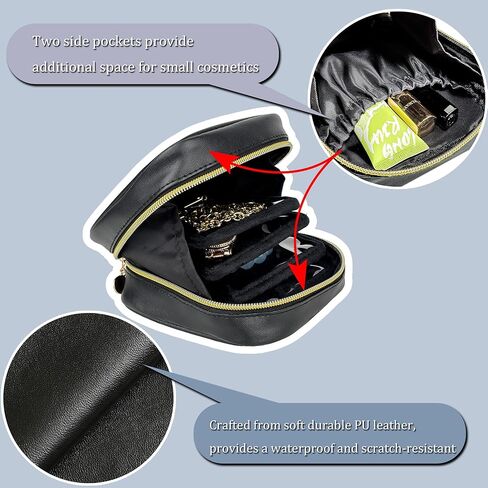 حقيبة مجوهرات صغيرة للسفر، منظمات المجوهرات وتخزينها، حقيبة مجوهرات صغيرة للسفر مع 8 قطع جيوب مخملية بسحاب شفاف للأقراط والخواتم والقلادة والسوار والساعة وأساسيات السفر للنساء in Kuwait