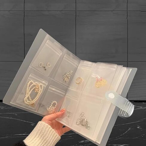 كتاب منظم المجوهرات الشفاف PVC - منظم للأقراط والخواتم والقلائد المقاومة للغبار من متجر المنزل بسعة كبيرة in Saudi Arabia