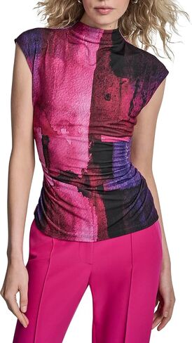 DKNY Women's Sleeveless Mock Neck Jersey Blouse in Saudi Arabia