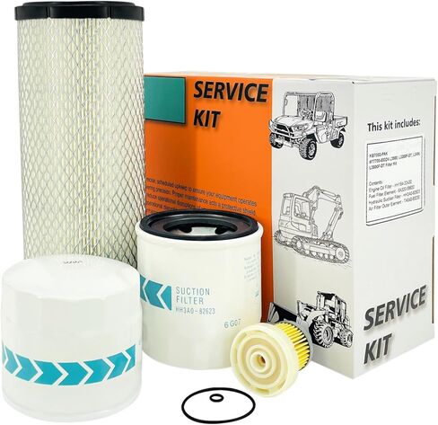 مجموعة صيانة فلتر الهواء Euro K1211-82320 مناسبة لفلتر Kubota BX22D BX23S BX23D BX1880 BX2360 BX2380 BX2230 Rep HH150-32430/HHK20-36990 فلتر الزيت/ناقل الحركة (أبيض-K1211-82320) in Kuwait