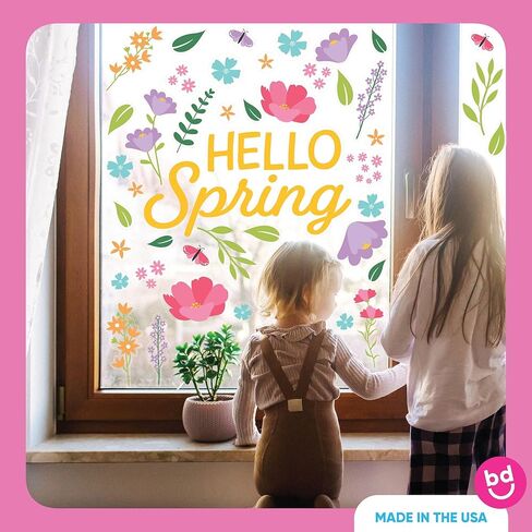 Big Dot of Happiness Hello Spring Window Clings, Reusable Seasonal Window Sticker Decorations, Floral Decals, Spring Static Clings for Kid-Friendly Party Decor in Saudi Arabia