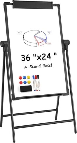 MaxGear Double-Sided Whiteboard with Stand, 36" x 24" Large Dry Erase Easel Board, Height Adjustable Aluminum Alloy Frame, Portable Stable A-Stand for Office & Classroom in Saudi Arabia