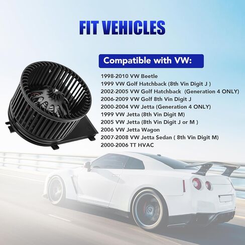 Front AC Heater Blower Motor with Fan for VW Volkswagen Beetle Golf Jetta Audi TT 1999 2000 2001 2002 2003 2004 2005 2006 2007 2008 2009 2010 Replaces 700158 in Saudi Arabia