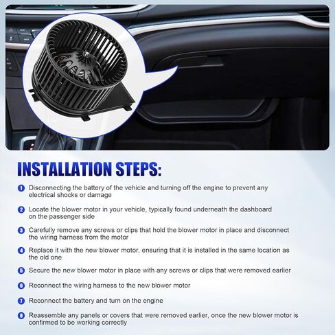 Front AC Heater Blower Motor with Fan for VW Volkswagen Beetle Golf Jetta Audi TT 1999 2000 2001 2002 2003 2004 2005 2006 2007 2008 2009 2010 Replaces 700158 in Saudi Arabia