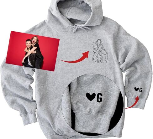 Custom Photo Sweatshirt, Couples Shirts, Matching Hoodies for Couple, Boyfriend Girlfriend, Gift for Anniversary, Christmas, Valentines Day, Birthday in Kuwait