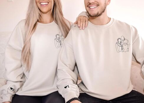 Custom Photo Sweatshirt, Couples Shirts, Matching Hoodies for Couple, Boyfriend Girlfriend, Gift for Anniversary, Christmas, Valentines Day, Birthday in Kuwait