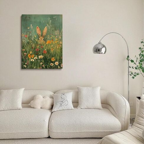 Generic Rabbit in Wildflowers Canvas Print Posters Vintage Spring Wall Art Flower Field Rabbit Portrait Floral Spring Bunny Easter Wall Decor 11x14 Unframed in Saudi Arabia