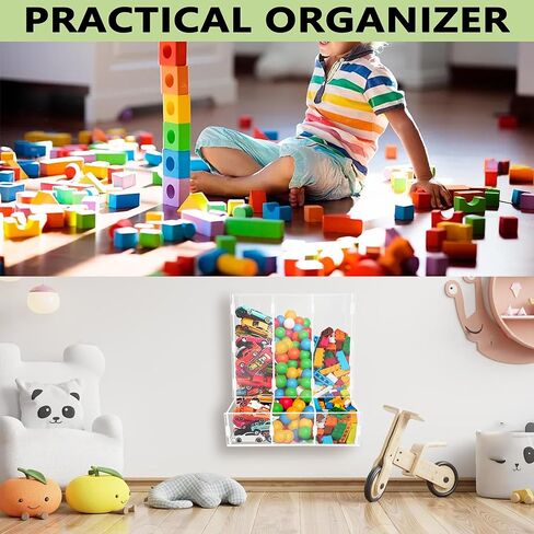 Montex Acrylic Wall Toy Dispenser, Acrylic Wall Storage, (Single Compartment) Hanging Organizer and Storage Bin for Playroom, Blocks, Cars, Balls, Snacks in Kuwait