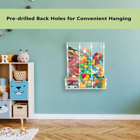 Montex Acrylic Wall Toy Dispenser, Acrylic Wall Storage, (Single Compartment) Hanging Organizer and Storage Bin for Playroom, Blocks, Cars, Balls, Snacks in Kuwait