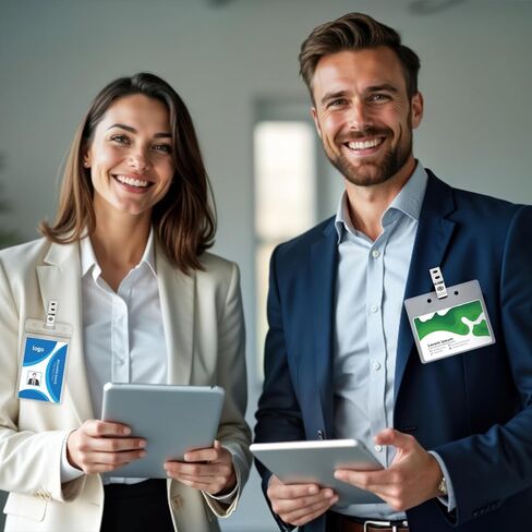 400 حزمة من مشابك الشارات المعدنية مع أشرطة PVC شفافة بفتحة مزدوجة مشبك علامة الاسم لبطاقات الهوية وحاملات الشارات واللوازم المكتبية للعمل in Kuwait
