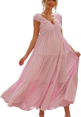 ثوب نوم نسائي طويل بحزام مكشكش بدون أكمام، فستان نوم طويل فضفاض in Kuwait