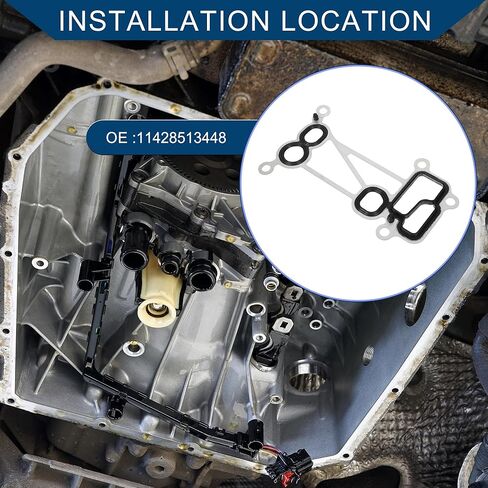 No.11428513448 Transmission Oil Pan Gasket for BMW E90 E92 F01 F02 E70 X5 X6/Engine Oil Filter Housing Gasket/Durable/1 Pcs/Black,Silver Tone in Saudi Arabia