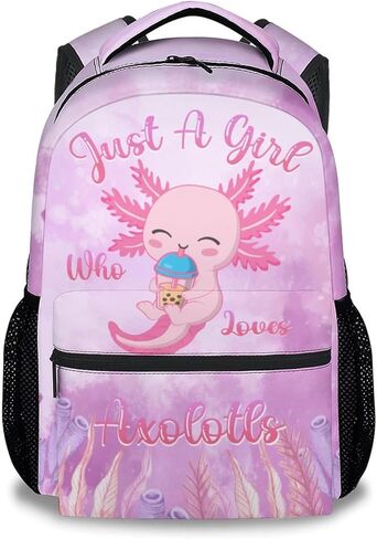 COZYAURA Kids School Backpack - 17 Inch Cute Axolotl Bookbag for Girls - Durable Pink School Bag for Elementary & Travel in Saudi Arabia