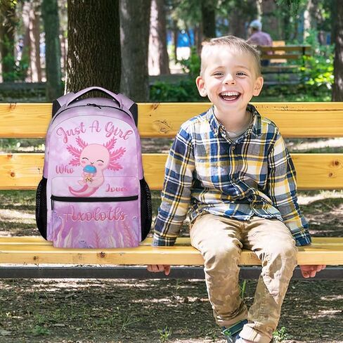 COZYAURA Kids School Backpack - 17 Inch Cute Axolotl Bookbag for Girls - Durable Pink School Bag for Elementary & Travel in Saudi Arabia