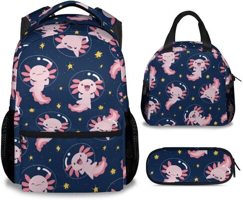 COZYAURA Kids School Backpack - 17 Inch Cute Axolotl Bookbag for Girls - Durable Pink School Bag for Elementary & Travel in Saudi Arabia