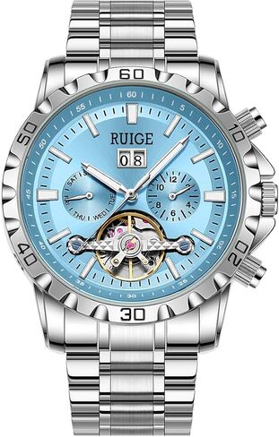 RUIGE Fashion شخصية جوفاء الرجال التلقائي بالكامل ساعة ميكانيكية الفولاذ المقاوم للصدأ التقويم الرجال ضوء الليل مقاوم للماء موضة الاتجاه ساعة A3-2 in Kuwait
