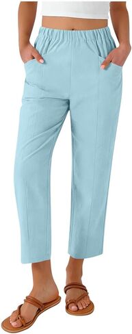 LRMQS Cotton Linen Pants Women Summer Beach Loose Capri Pant Casual Vacation Cropped Trousers Trendy Spring Gauze Outfits in Saudi Arabia