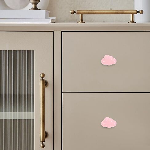 قطعتان من مقابض سحب درج السيراميك لأثاث الغرفة، مقابض أبواب من السيراميك الوردي لخزانة الملابس والخزانة، أجهزة خزانة على شكل سحابة لديكور غرفة النوم in Kuwait