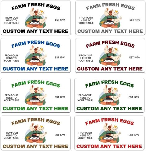 Custom Egg Carton Stickers, Personalized Farm Fresh Egg Carton Labels, Kraft Paper Vinyl and Clear (20-2500 Labels) (Colorfull) in Saudi Arabia