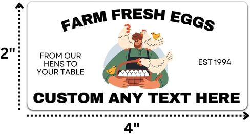 Custom Egg Carton Stickers, Personalized Farm Fresh Egg Carton Labels, Kraft Paper Vinyl and Clear (20-2500 Labels) (Colorfull) in Saudi Arabia