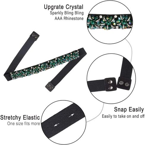 أحزمة نسائية مطرزة بحجر الراين، حزام رفيع مرن قابل للتمدد، أحزمة خصر ضيقة لفستان السيدات in Kuwait