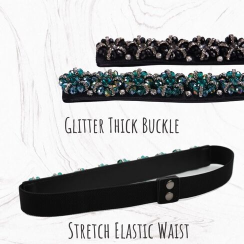 أحزمة نسائية مطرزة بحجر الراين، حزام رفيع مرن قابل للتمدد، أحزمة خصر ضيقة لفستان السيدات in Kuwait