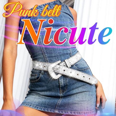Nicute Rhinestone Belt Sparkly Y2K Studded Belt Western Cowgirl Accessories for Adult in Saudi Arabia