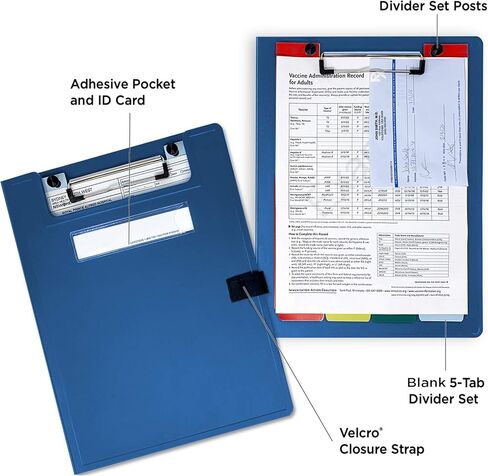 Carstens Paper Charting Toolkit with Privacy Clipboards (Set of 10), Including 5-Tab Blank Plastic Dividers, Divider Set Posts and ID Cards, Blue in Saudi Arabia