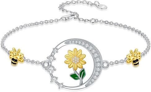 Bracelet for Women 925 Sterling Silver Animal Bracelet Flower Jewelry Gifts for Animal Flower Lover in Saudi Arabia