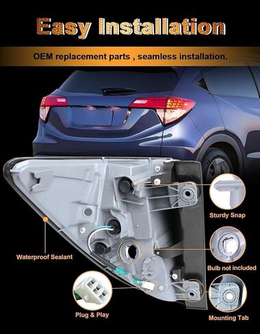مجموعة مصابيح الذيل الجانبية للركاب متوافقة مع 2016 2017 2018 2019 2020 2021 2022 Honda HRV، الضوء الخلفي الأيمن، استبدال المصباح الخلفي الخارجي 33502T7SA01 33502T7WA31 HO2805109 HO2805119 in Saudi Arabia