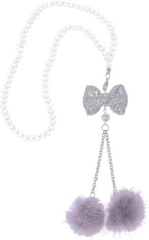 1 Pcs Artificial Crystal Bow,Mink Hair Car Rear View Mirror Pendant Accessories Car Hanging Ornament Light Purple in Saudi Arabia