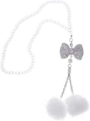 1 Pcs Artificial Crystal Bow,Mink Hair Car Rear View Mirror Pendant Accessories Car Hanging Ornament Light Purple in Saudi Arabia