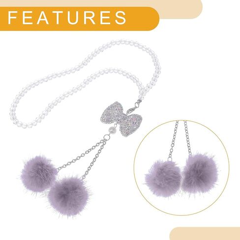 1 Pcs Artificial Crystal Bow,Mink Hair Car Rear View Mirror Pendant Accessories Car Hanging Ornament Light Purple in Saudi Arabia