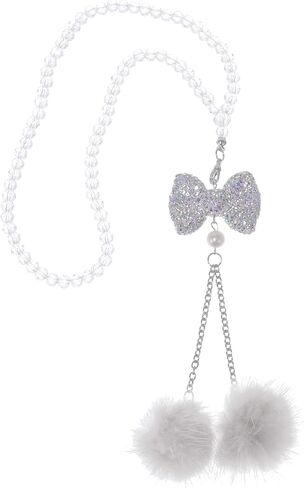 1 Pcs Artificial Crystal Bow,Mink Hair Car Rear View Mirror Pendant Accessories Car Hanging Ornament Light Purple in Saudi Arabia