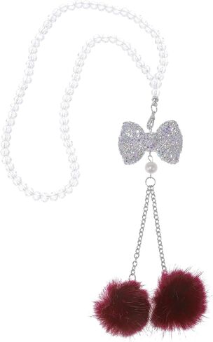 1 Pcs Artificial Crystal Bow,Mink Hair Car Rear View Mirror Pendant Accessories Car Hanging Ornament Light Purple in Saudi Arabia