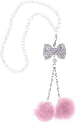 1 Pcs Artificial Crystal Bow,Mink Hair Car Rear View Mirror Pendant Accessories Car Hanging Ornament Light Purple in Saudi Arabia