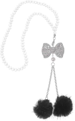 1 Pcs Artificial Crystal Bow,Mink Hair Car Rear View Mirror Pendant Accessories Car Hanging Ornament Light Purple in Saudi Arabia