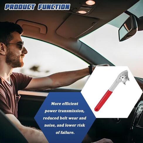 Car Tension Adjuster Pulley Wrench Tool, Vehicle Engine Timing Belt Tensioner Wrench Adjuster, Automotive Belt Tensioner Pulley Spanner, Universal for SUV Automobile Truck (Red) in Saudi Arabia