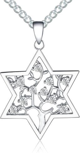 925 Sterling Silver Magen Star Of David Tree Life Pendant Necklace - Israel Hebrew Judaica Jewish Jewelry Gifts for Bat Mitzvah, Hannukkah, Birthday, Mom, Daughter, Her, Women Teens Girls in Kuwait