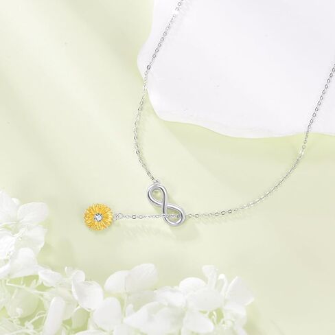 Sunflower Necklace for Women 925 Sterling Silver Sunflower Infinity Symbol Jewelry Pendant Birthday Gifts for Her in Saudi Arabia
