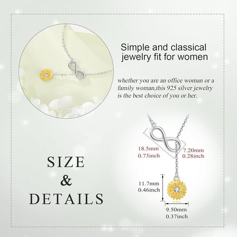Sunflower Necklace for Women 925 Sterling Silver Sunflower Infinity Symbol Jewelry Pendant Birthday Gifts for Her in Saudi Arabia